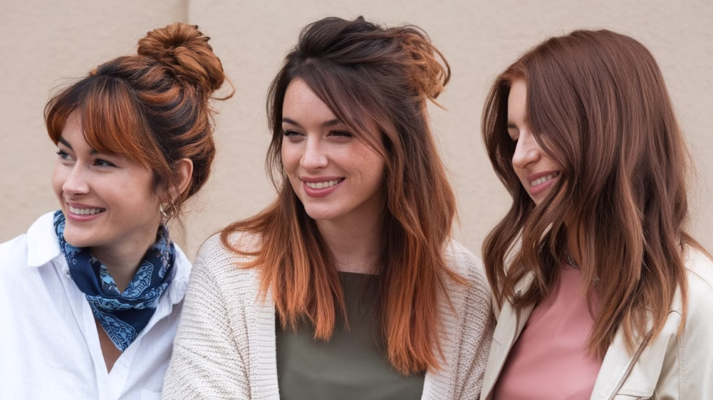 Brown Hair and Auburn Highlights