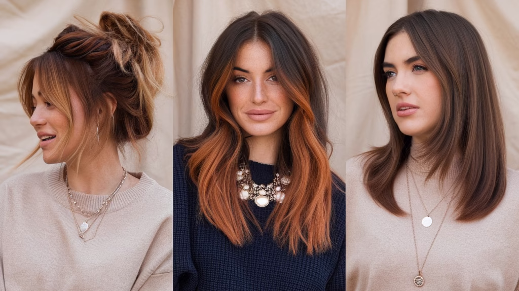 Brown Hair and Auburn Highlights